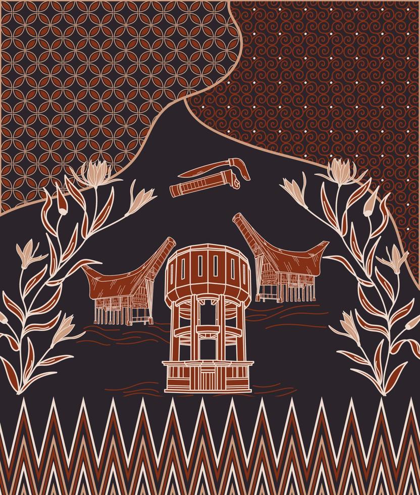 Indonesian traditional batik sulawesi, traditional asia pattern. vector