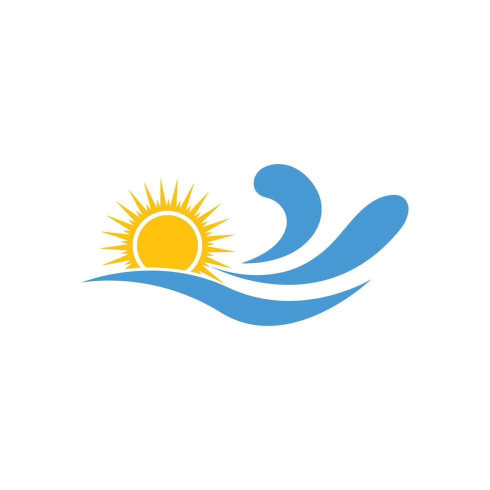vector de plantilla de diseño de icono de logotipo de playa de amanecer