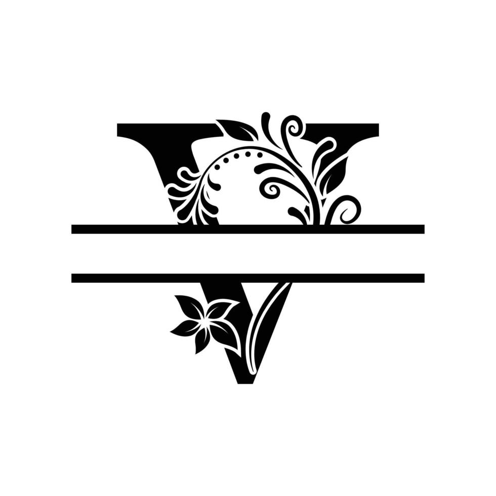 Initial V Decorative Monogram Split Letter Vector