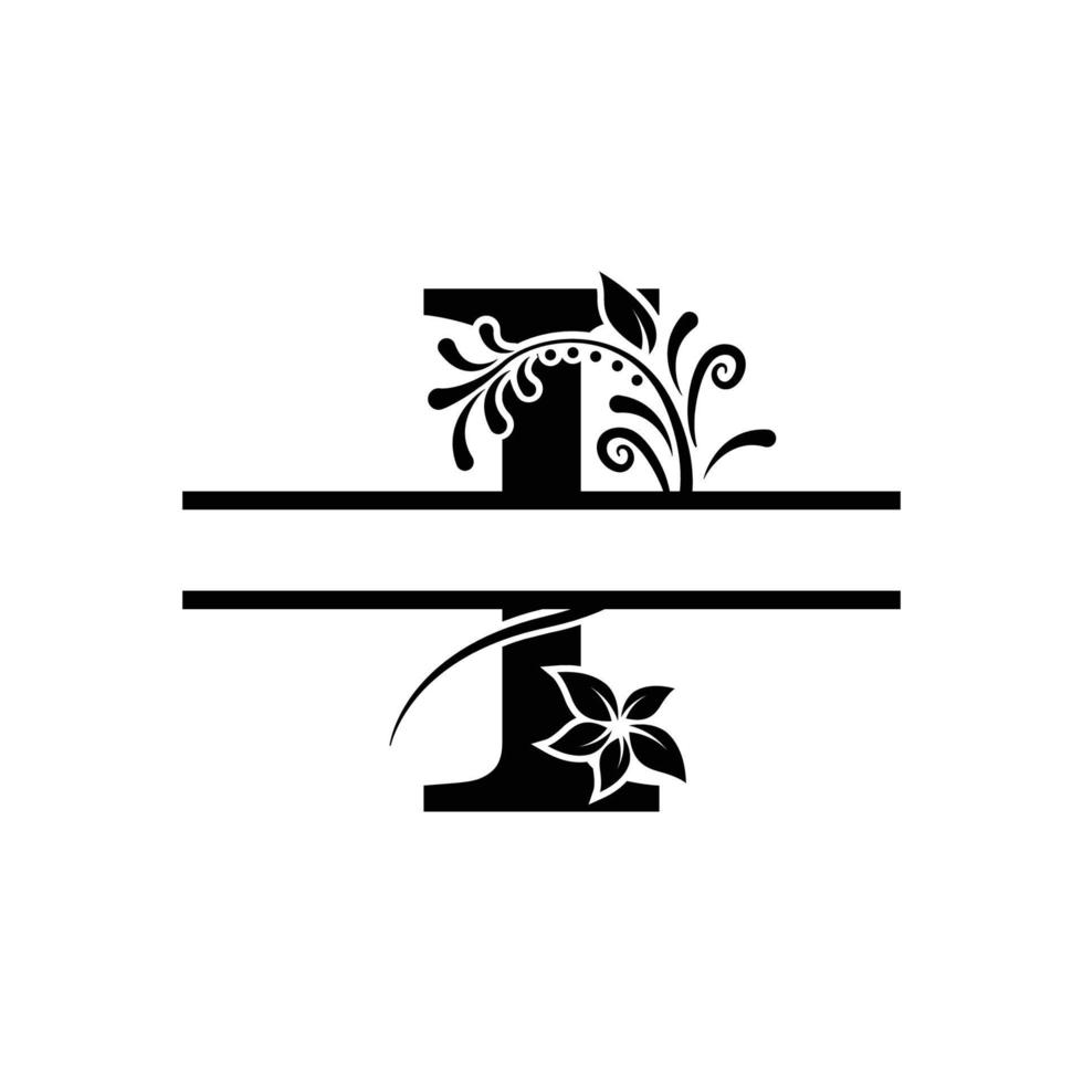 Initial I Decorative  Monogram Split Letter Vector