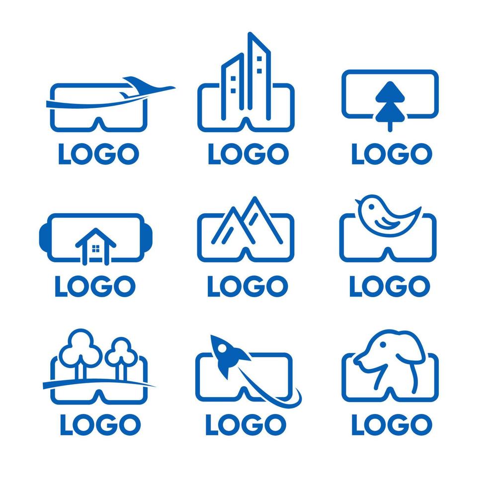 conjunto de colección de logotipos de recorrido virtual vector