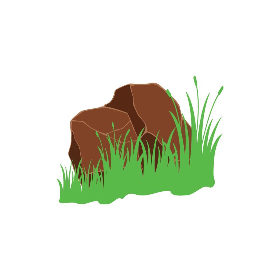 rock and grass graphic design vector