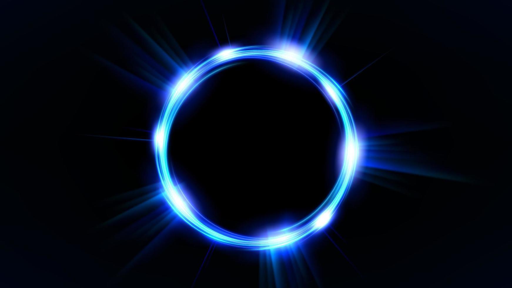 Blue Glowing Circle Elegant Illuminated Light ring on Dark Background. Vector Illustration 7634237 Vector Art at Vecteezy
