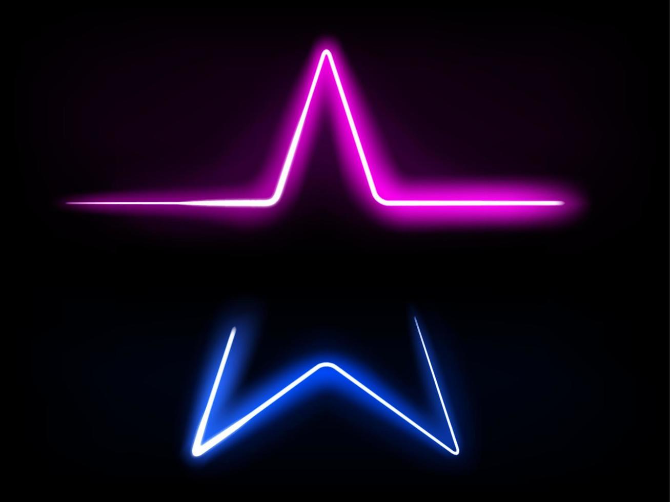 Glowing Star Frame Neon Light. Vector Illustration