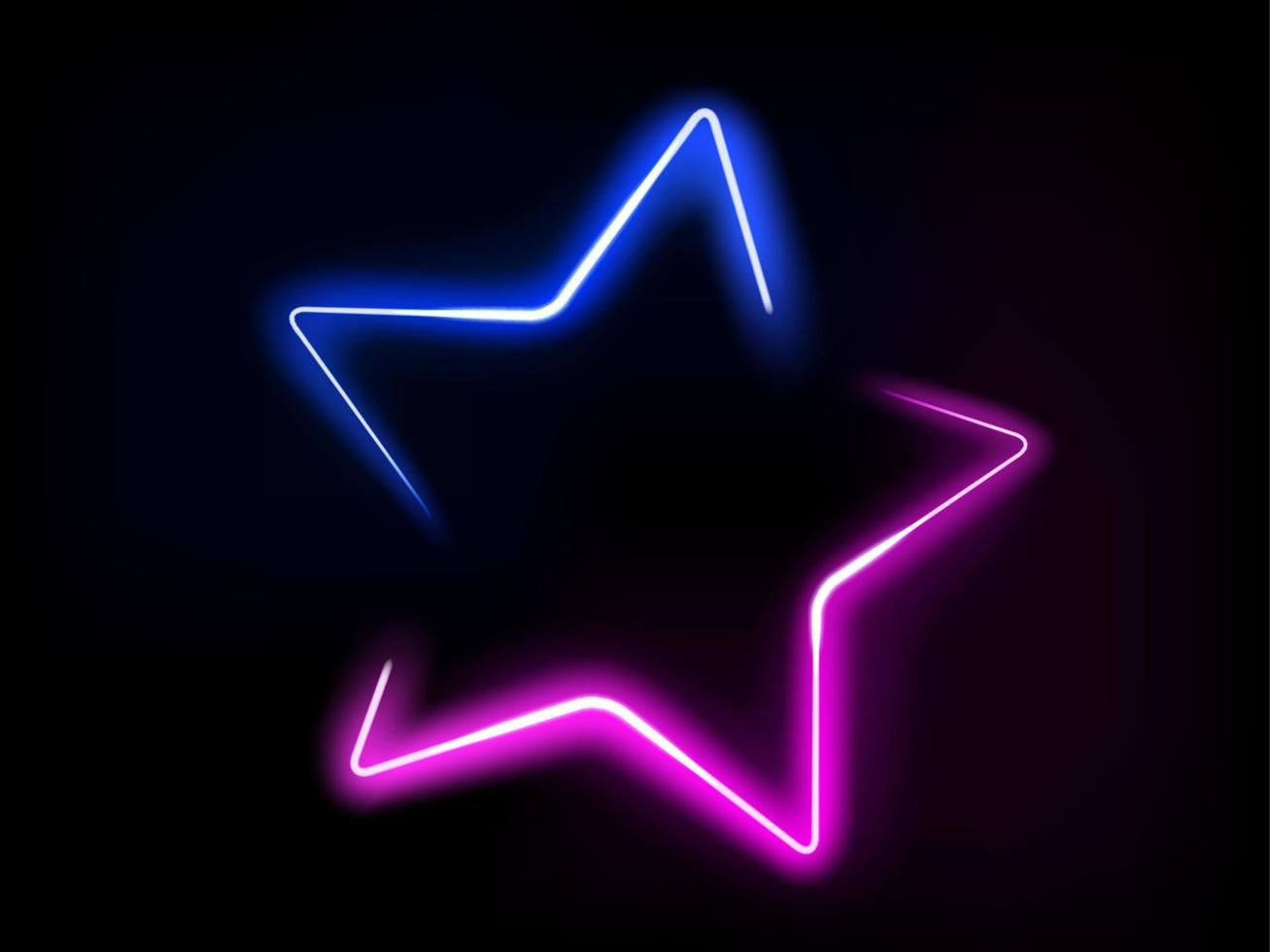 Glowing Star Frame Neon Light. Vector Illustration