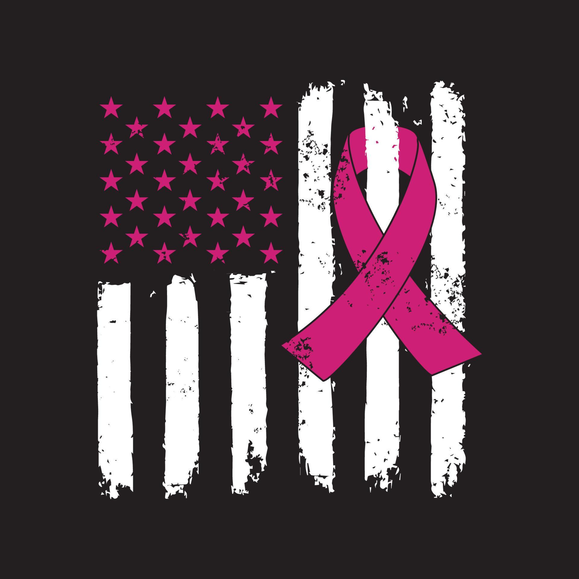Awareness Ribbon - Breast Cancer awareness American Distressed Flag