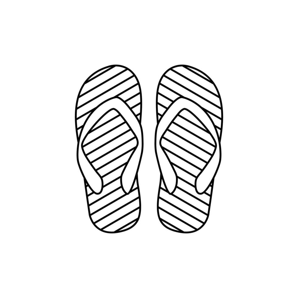 Premium Vector | Pair of flip flops summer time vacation attribute slippers  shoes sketch style vector black and white