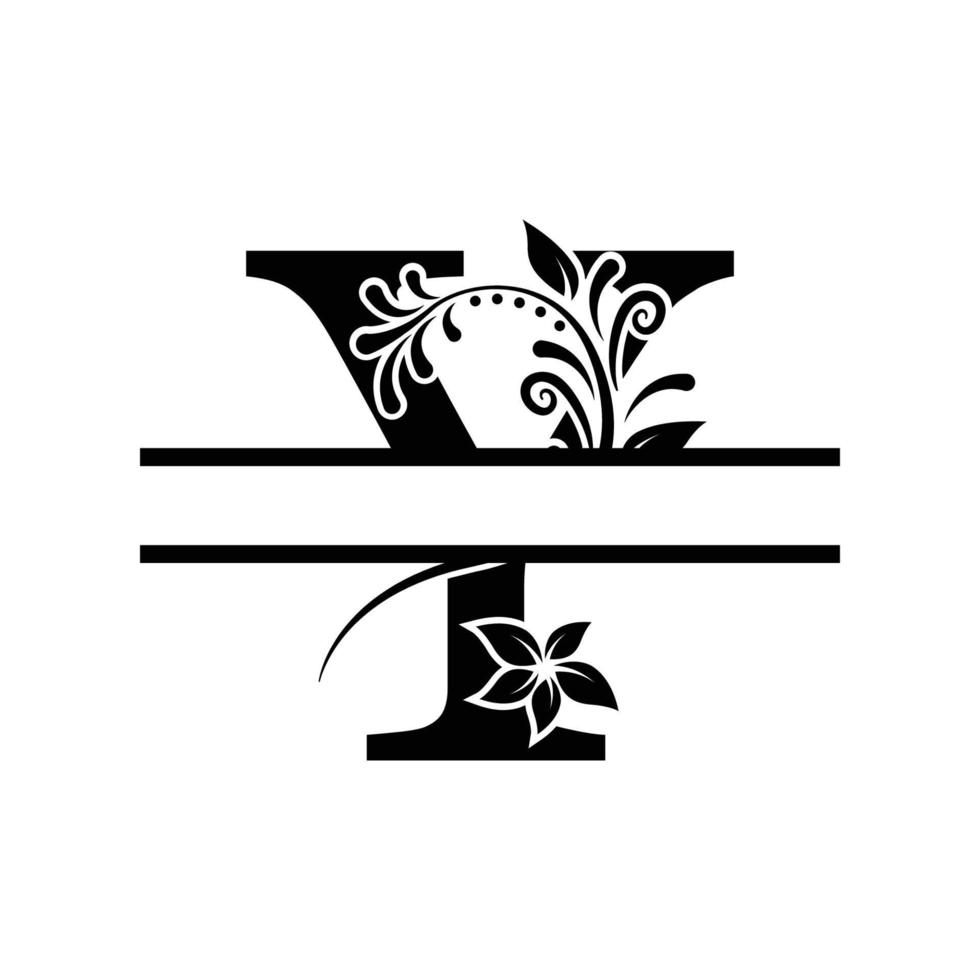 Initial Y Decorative Monogram Split Letter Vector