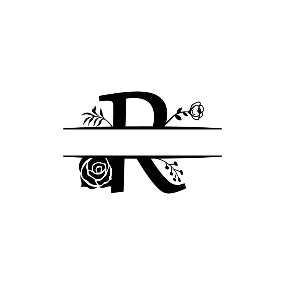 Initial P Decorative  Monogram Split Letter Vector