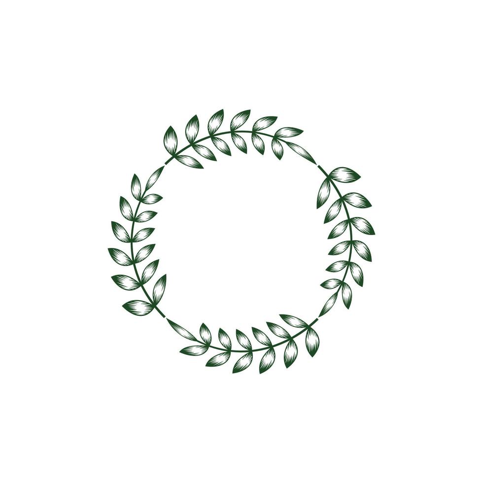 leaf circle border graphic design template vector