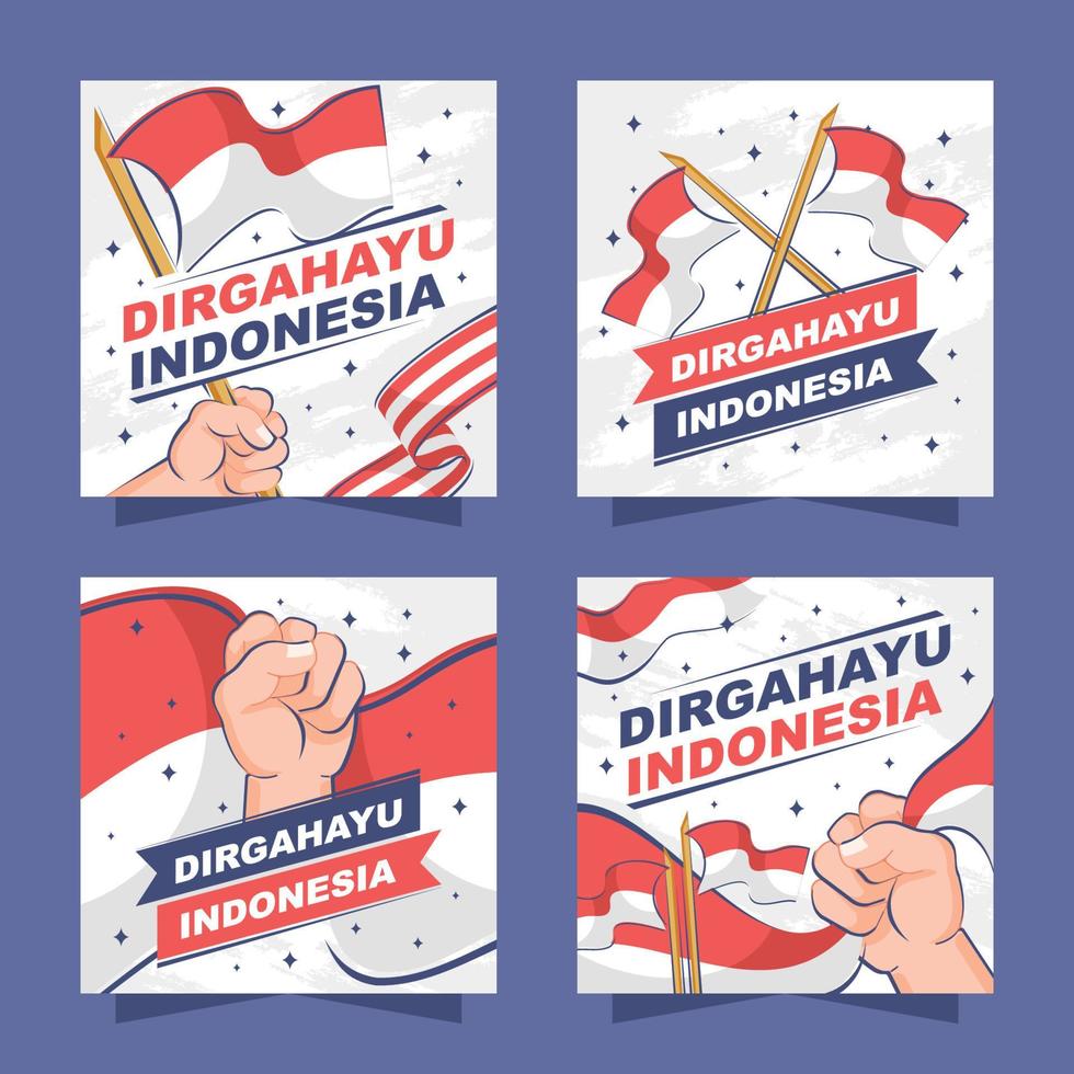 publicación en redes sociales del día de la independencia de indonesia vector