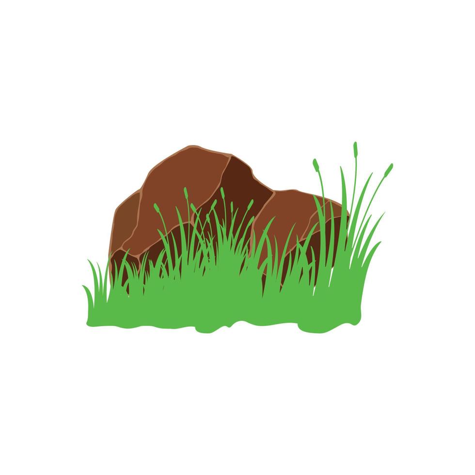 rock and grass graphic design vector