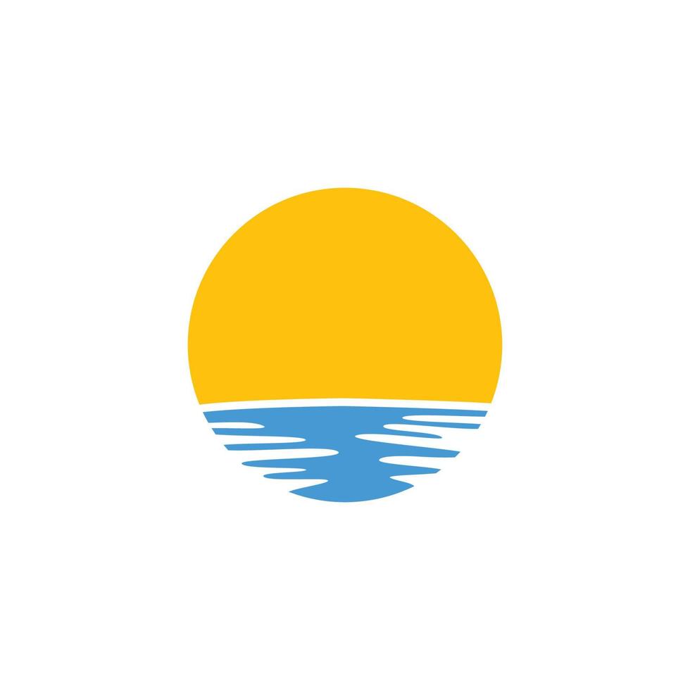 sunset beach logo icon design template vector