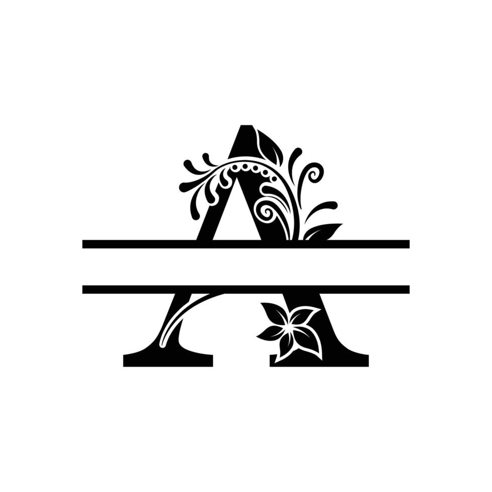 Initial A Decorative  Monogram Split Letter Vector