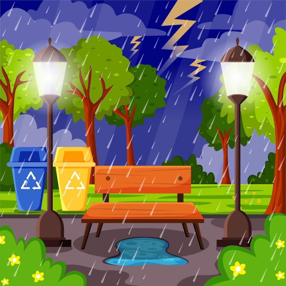 Green Park on a Rainy Weather Season vector