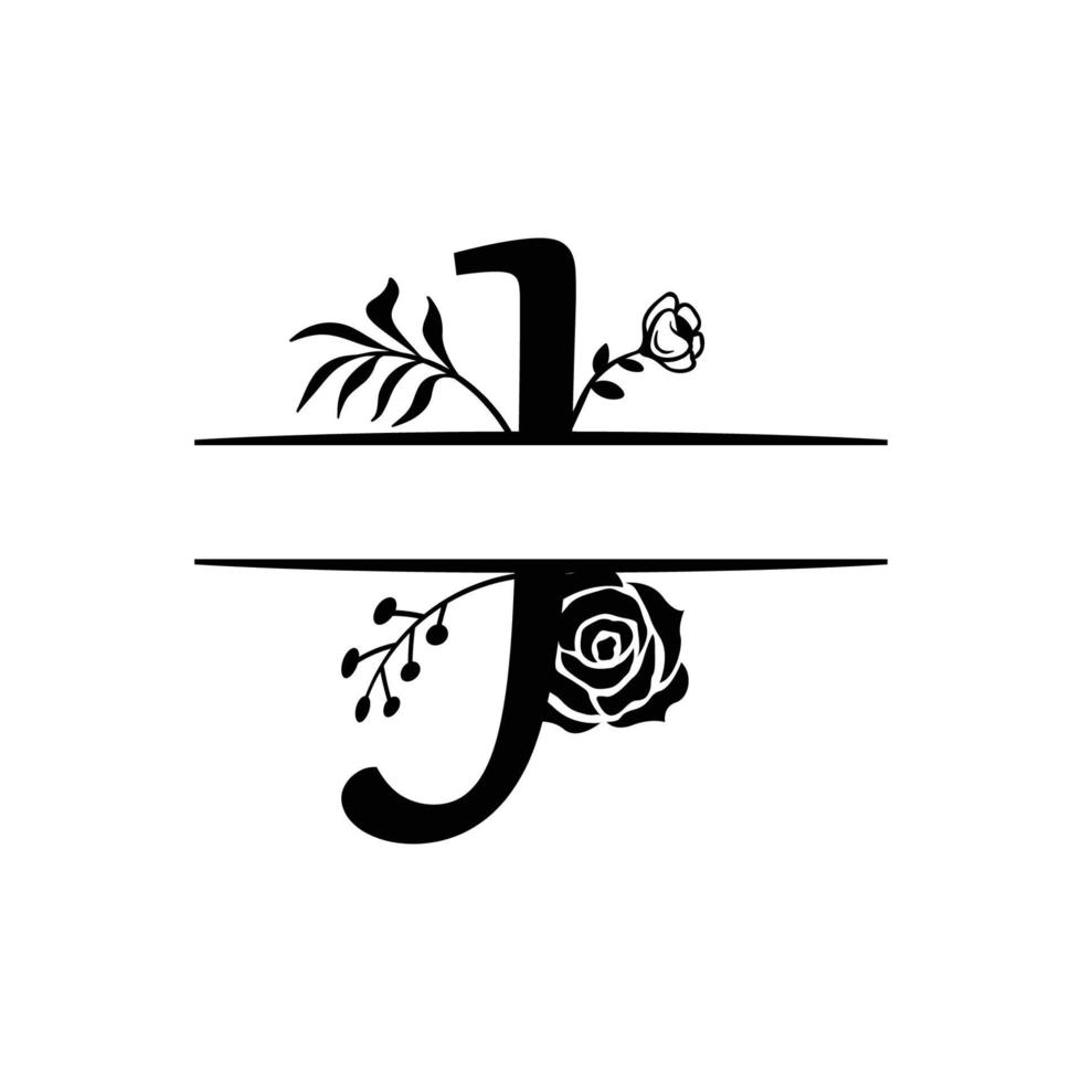 vector de letra dividida de monograma decorativo inicial j