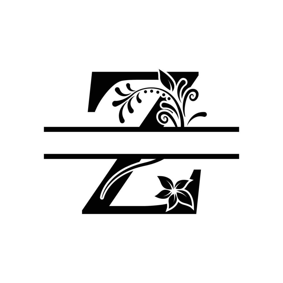 vector de letra dividida monograma decorativo inicial z