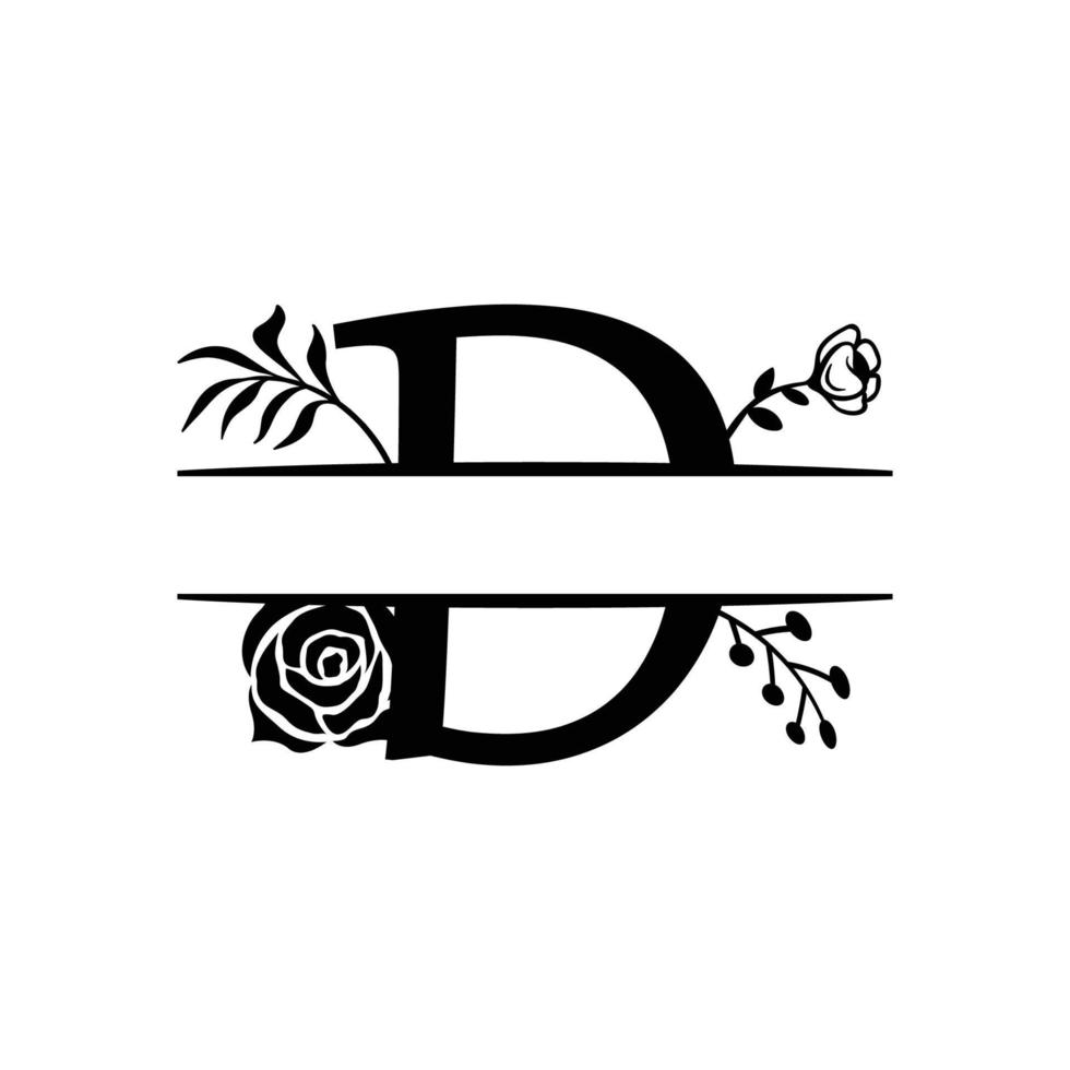 Initial D Decorative  Monogram Split Letter Vector