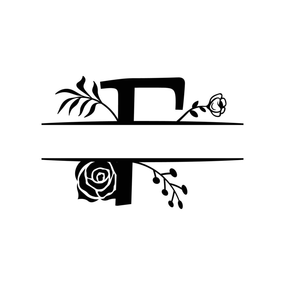 Initial F Decorative  Monogram Split Letter Vector