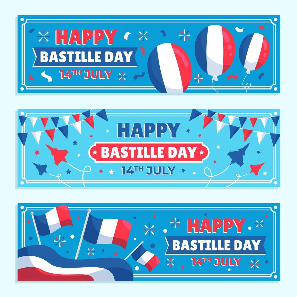 Celebration of Bastille Day Festivity Banners Design vector