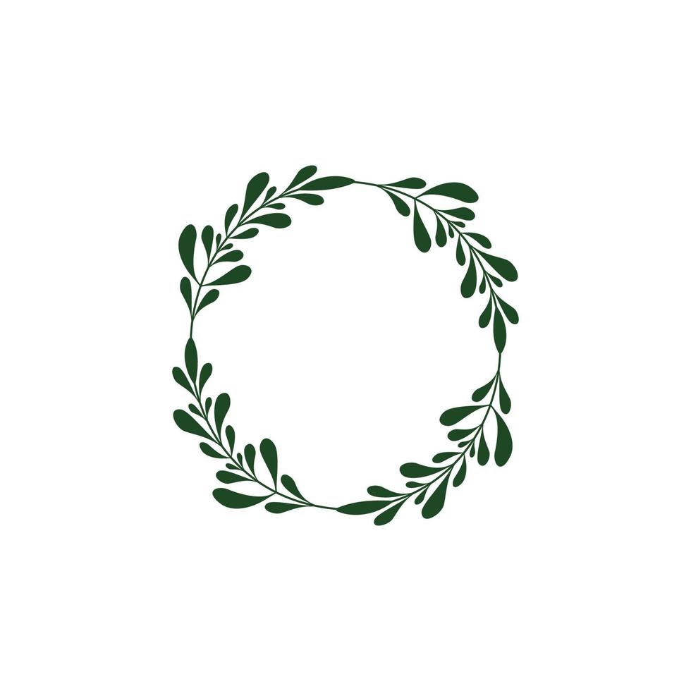 leaf circle border graphic design template vector
