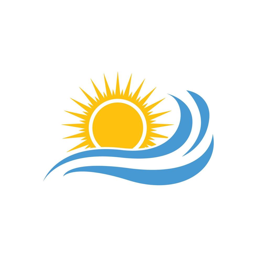 vector de plantilla de diseño de icono de logotipo de playa de amanecer