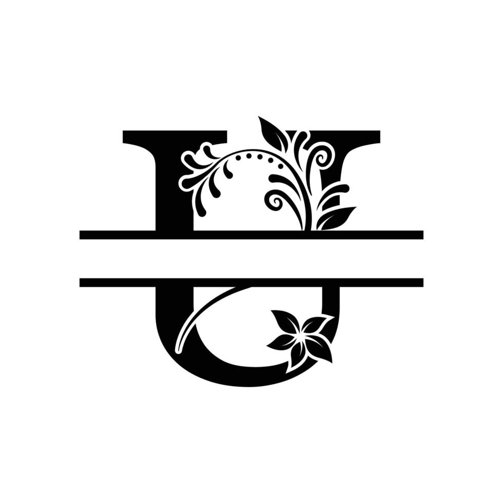 Initial U Decorative Monogram Split Letter Vector