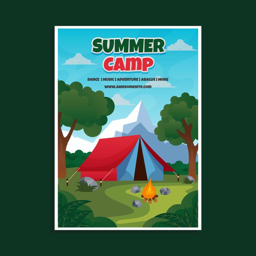 plantilla de cartel de campamento de verano vector