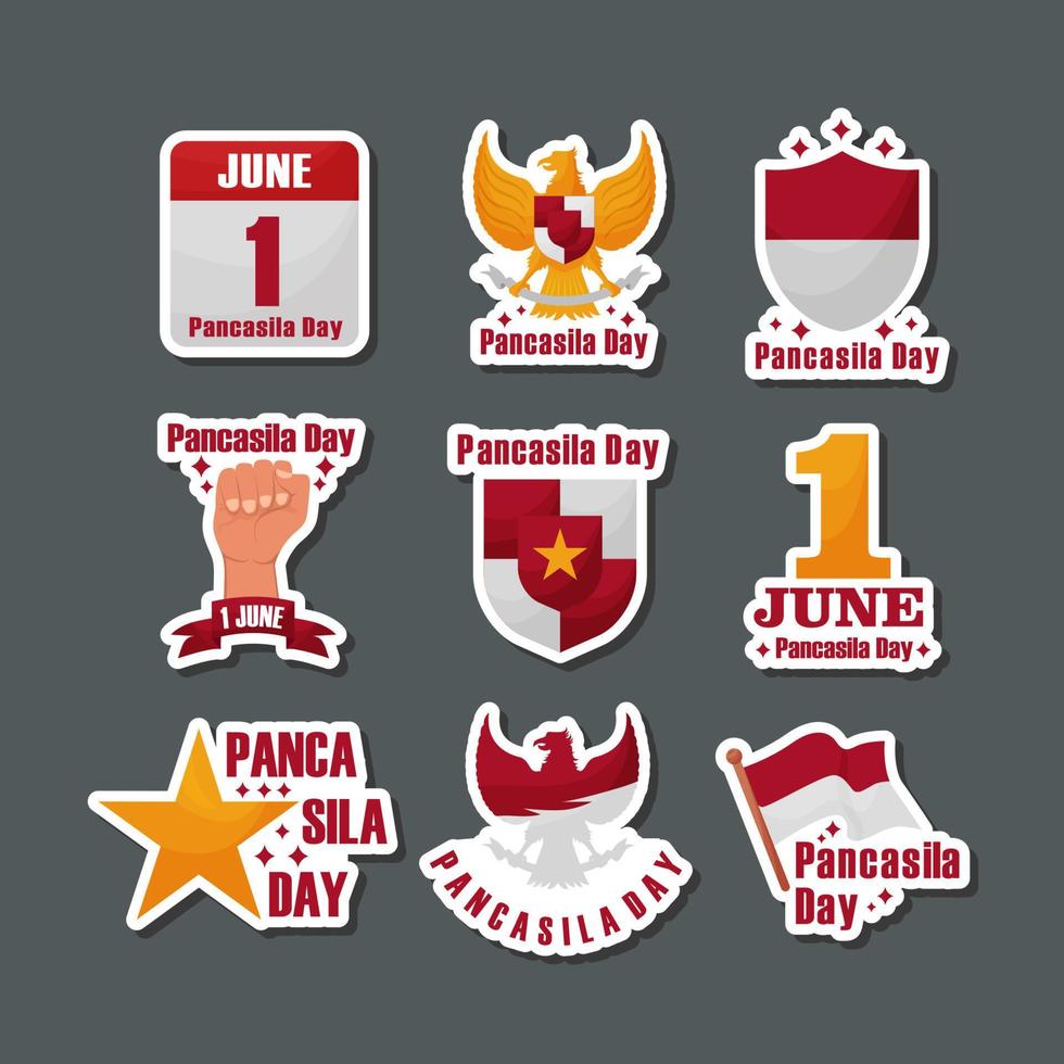 Indonesia Celebrating Pancasila Day Sticker Set vector