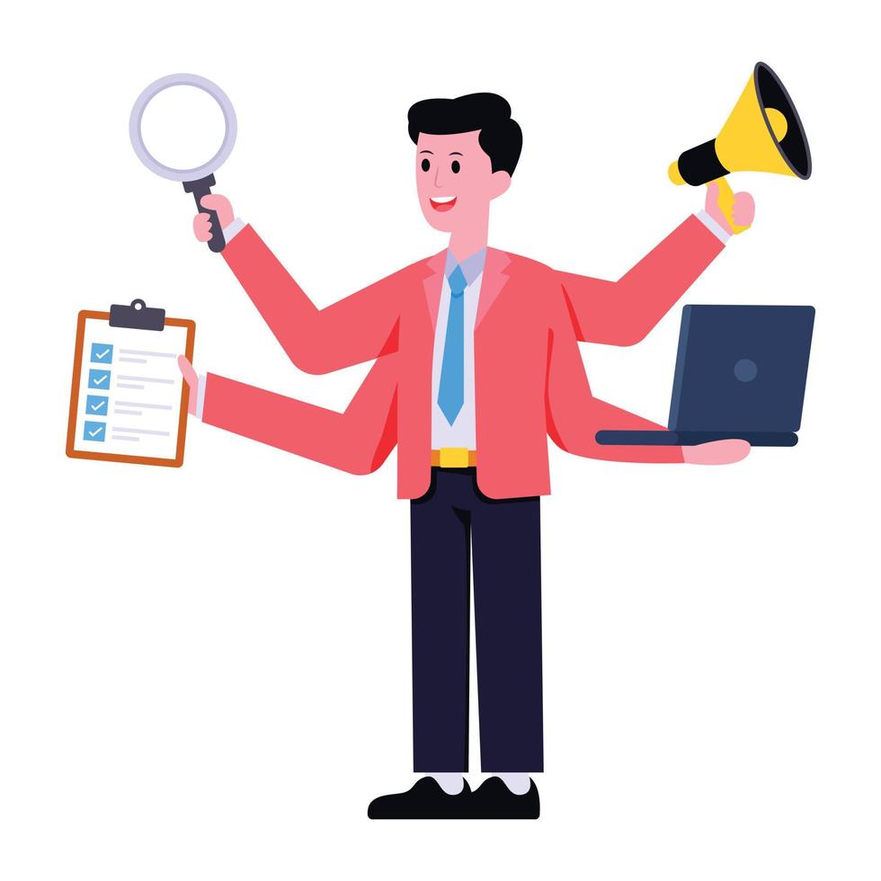 Persons monitoring , flat illustration of business analysis vector