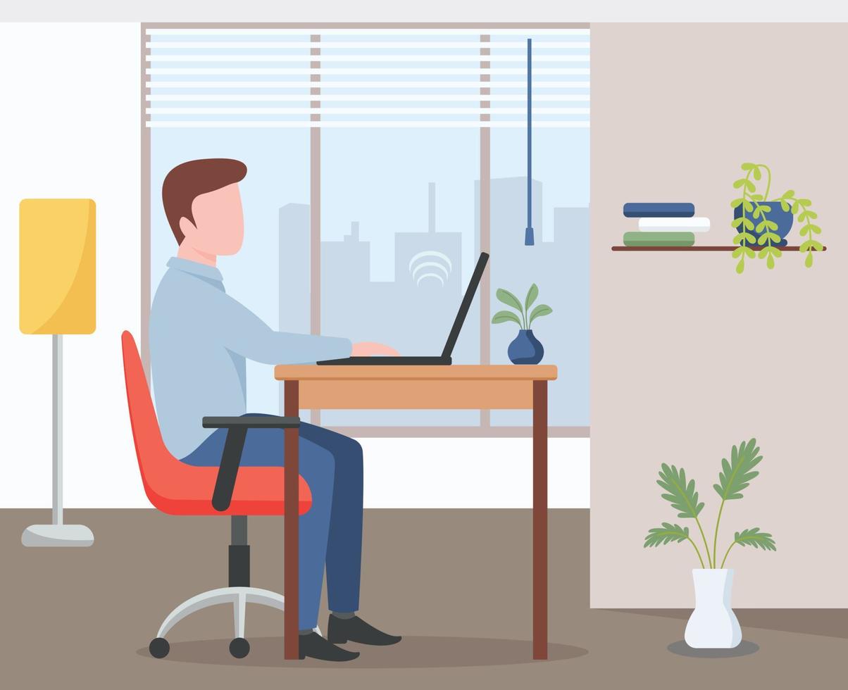 Person doing freelancing flat illustration vector