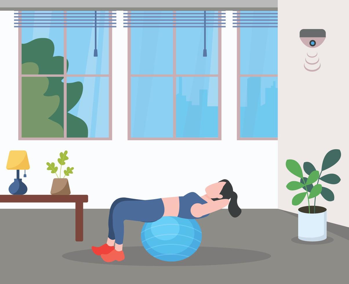 A flat illustration of exercise, girl with exercise pose vector
