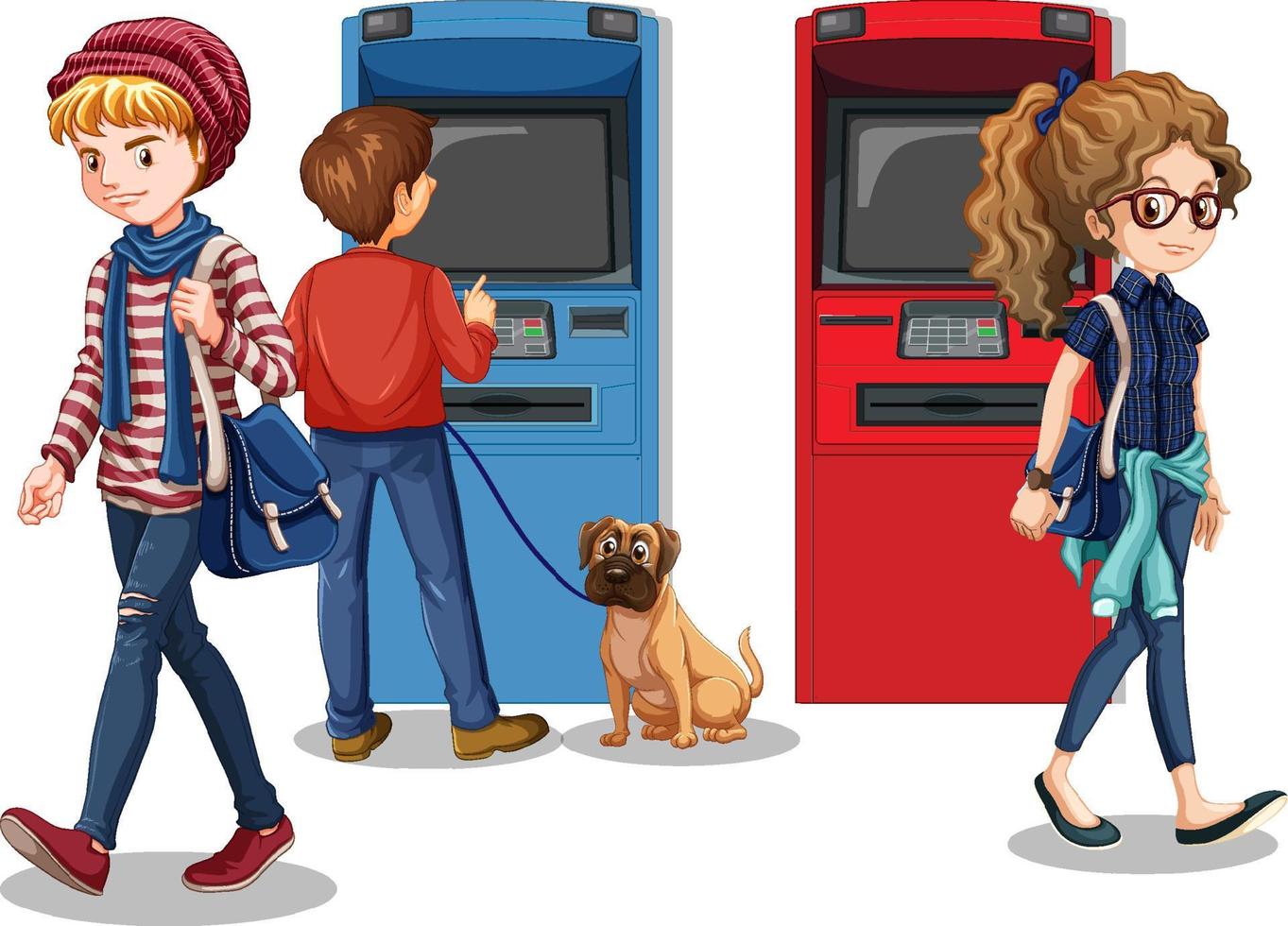 ATM machine with people cartoon character vector