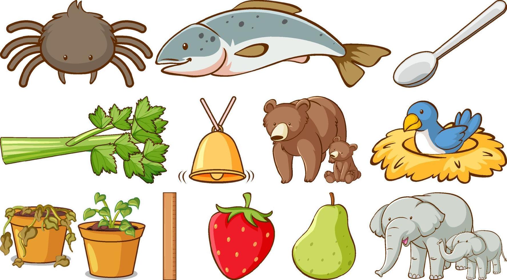 animales lindos y otras plantas vector