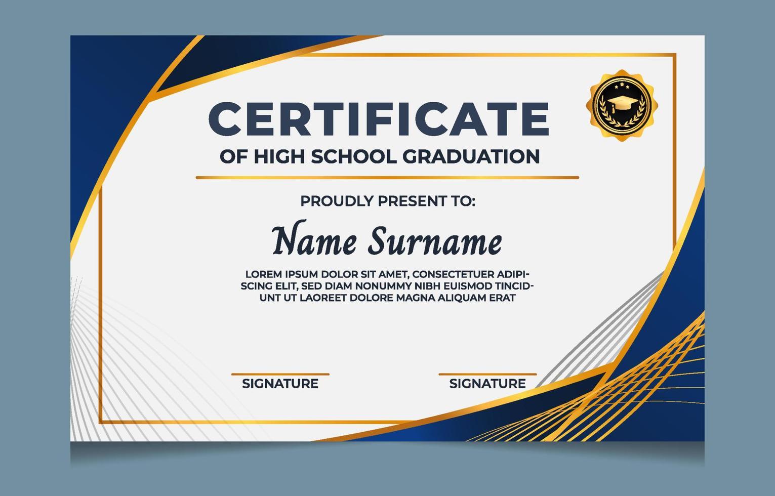 certificado de graduación de la escuela secundaria vector