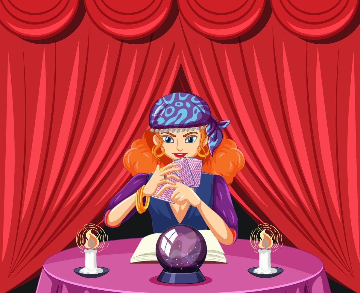 Fortune teller with crystal ball vector