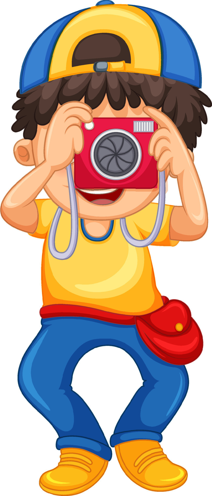 Boy holding camera taking picture 7637255 Vector Art at Vecteezy