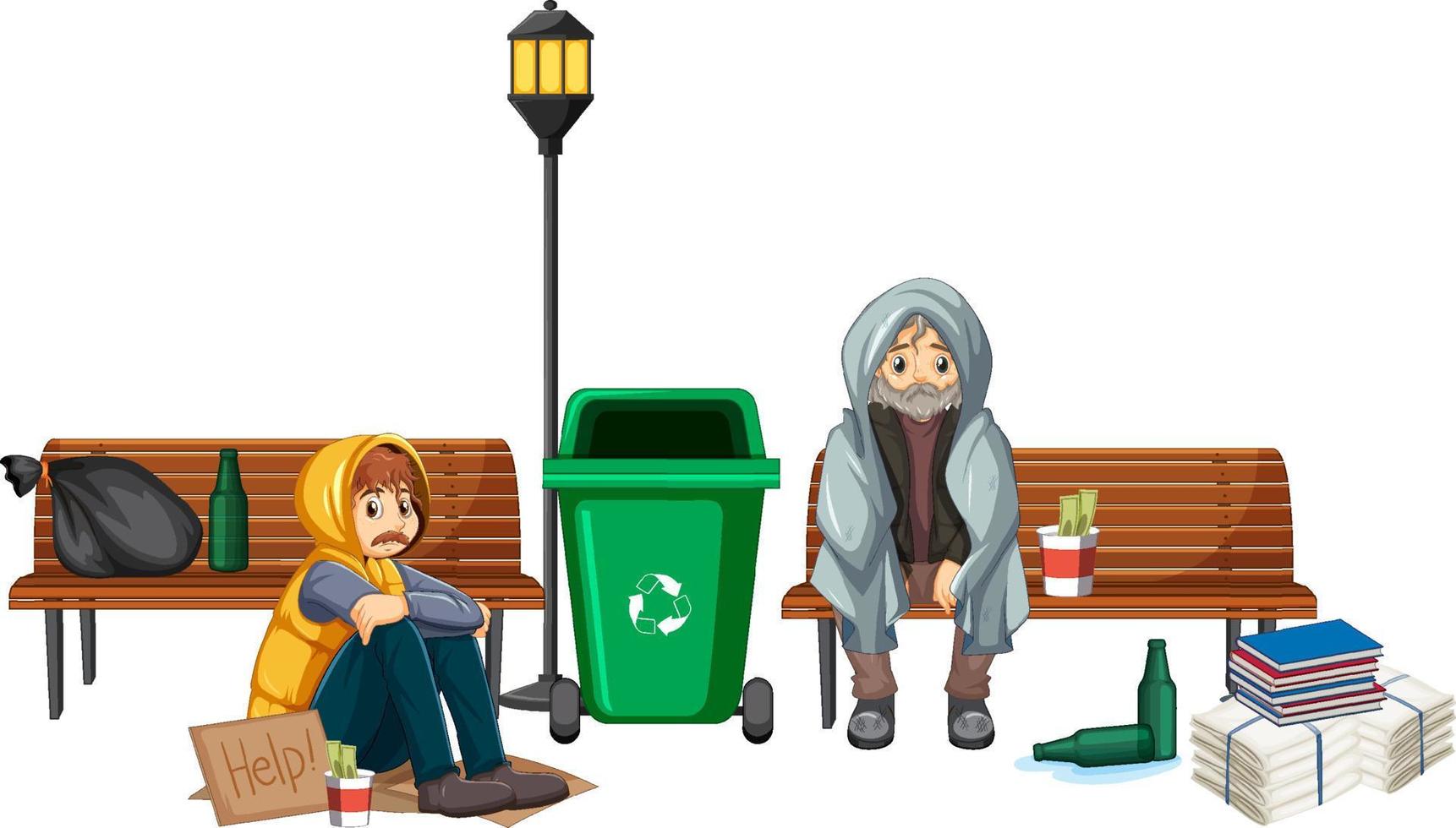 Homeless people in the city vector