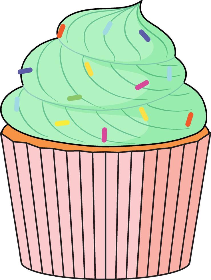 Cupcake with green cream vector