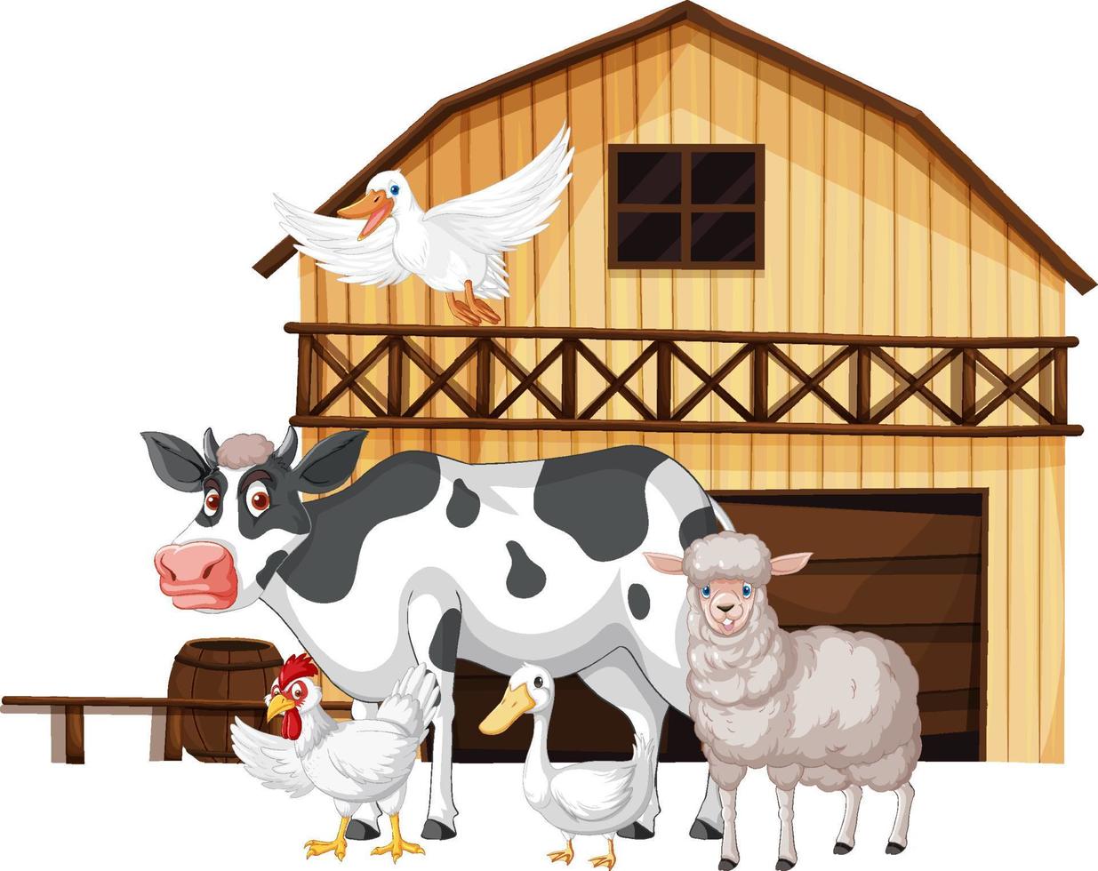 Farming theme with many animals vector