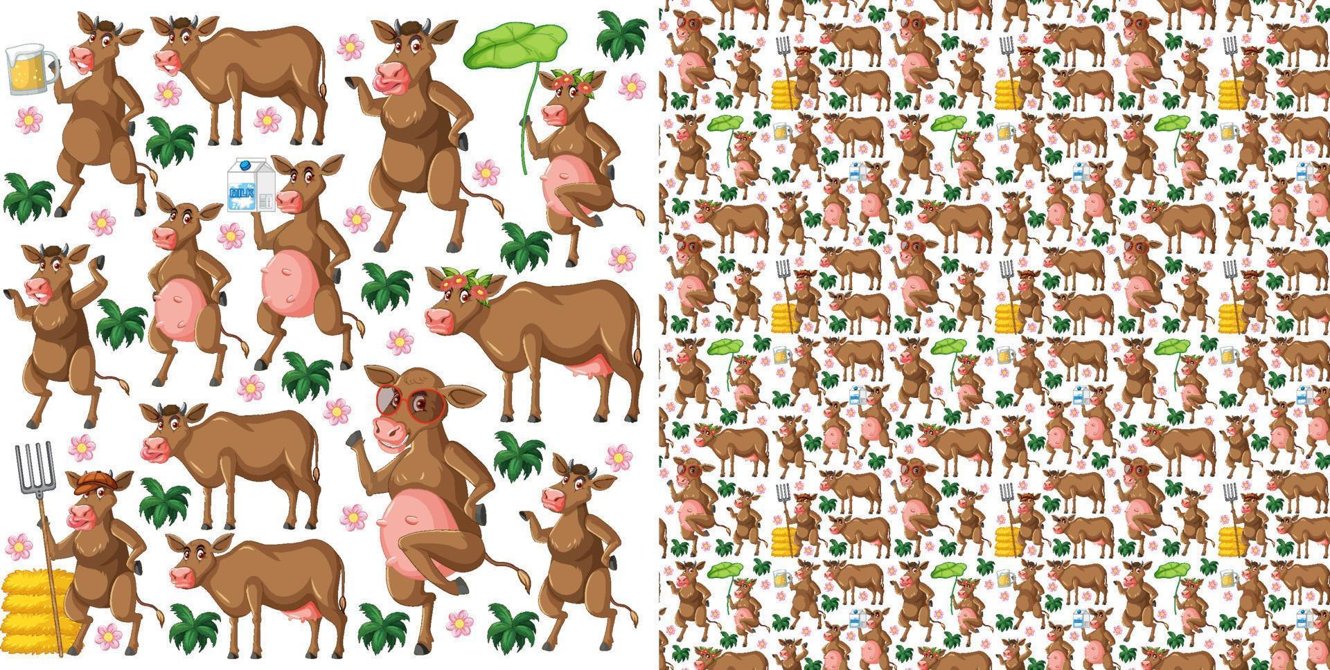 Seamless pattern with cartoon wild animals vector