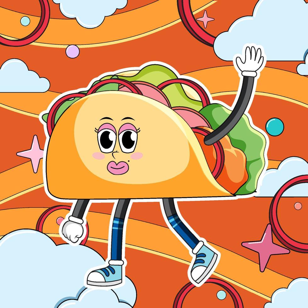 Funny taco cartoon character vector