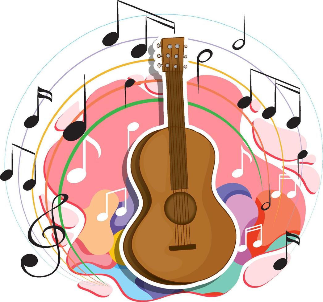 Guitar with music melody symbols vector