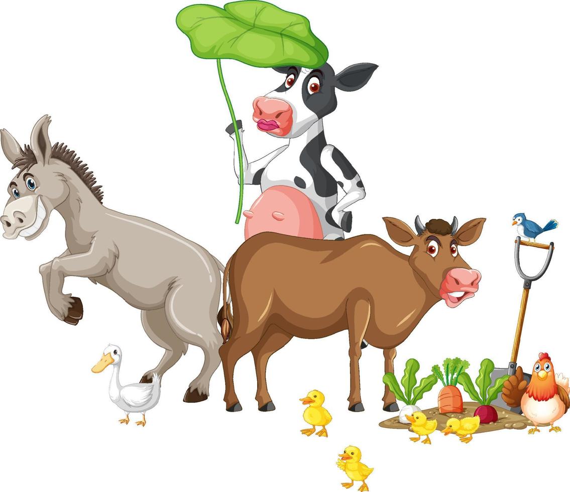 Farm animals on white background vector