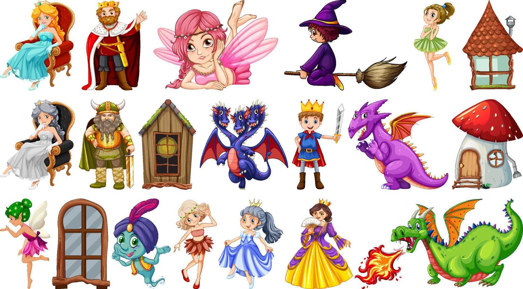 Different characters from fairytale vector