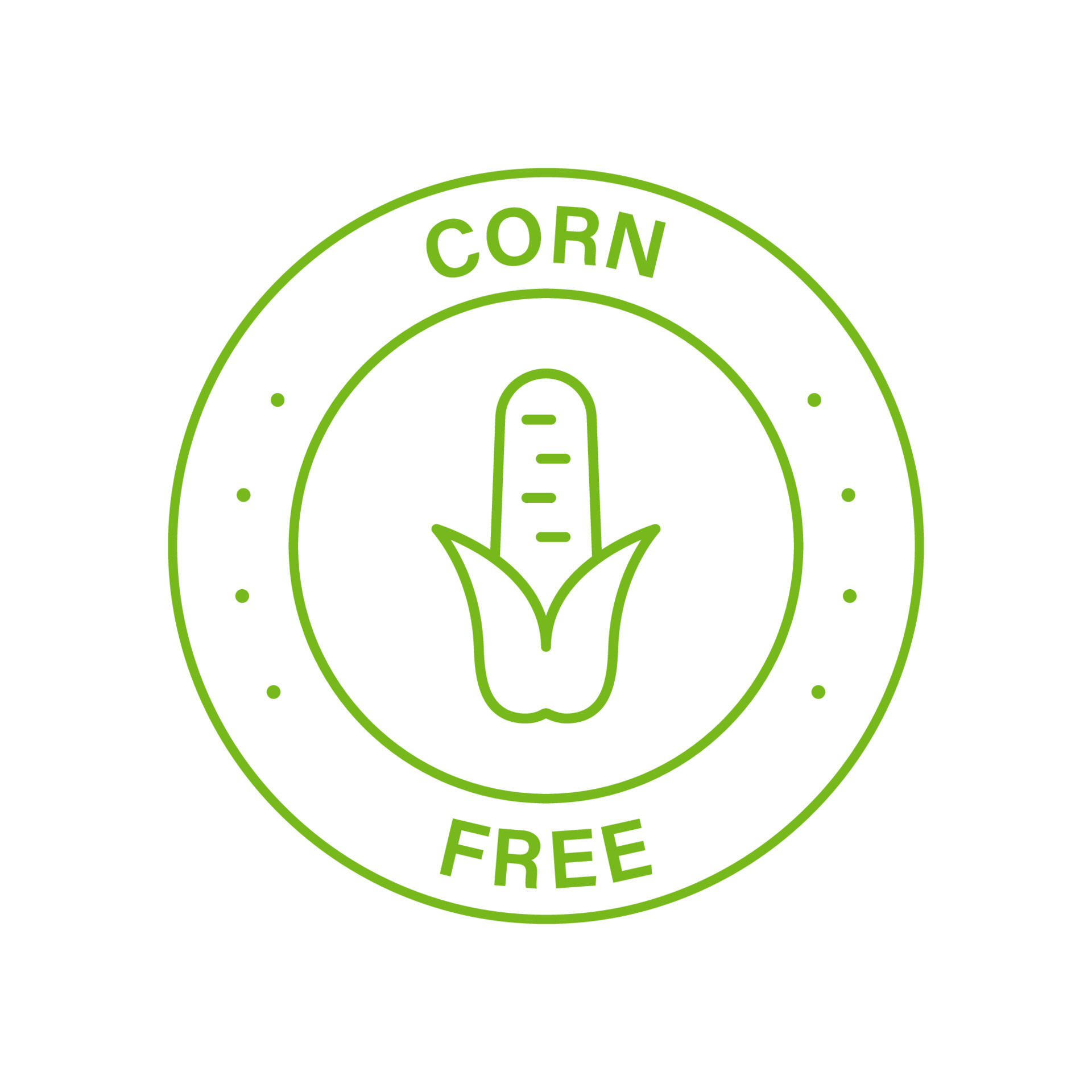 Corn Free Green Circle Stamp. Free Fructose Corn Syrup Line ...