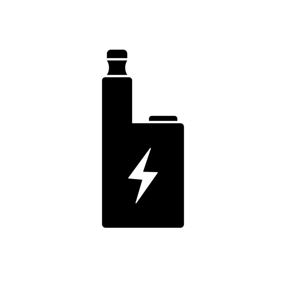 vape dispositivo de humo eléctrico icono de silueta negra. pictograma de glifo de nicotina de cigarrillo electrónico. señal de vapor de cigarrillo electrónico. símbolo plano de cigarro de tabaco de tecnología moderna. ilustración vectorial aislada. vector