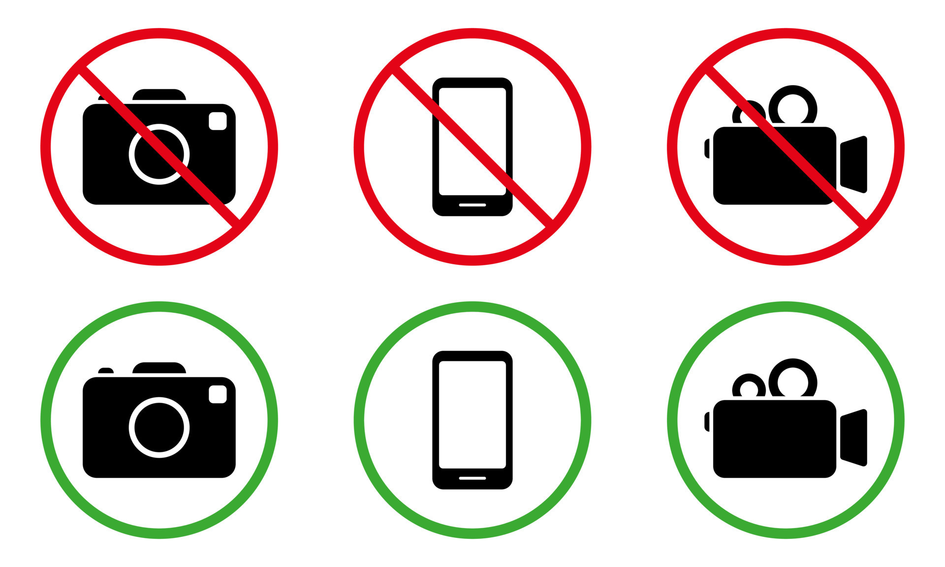 Video Camera Photo Smartphone Recording Allowed Area Black Silhouette