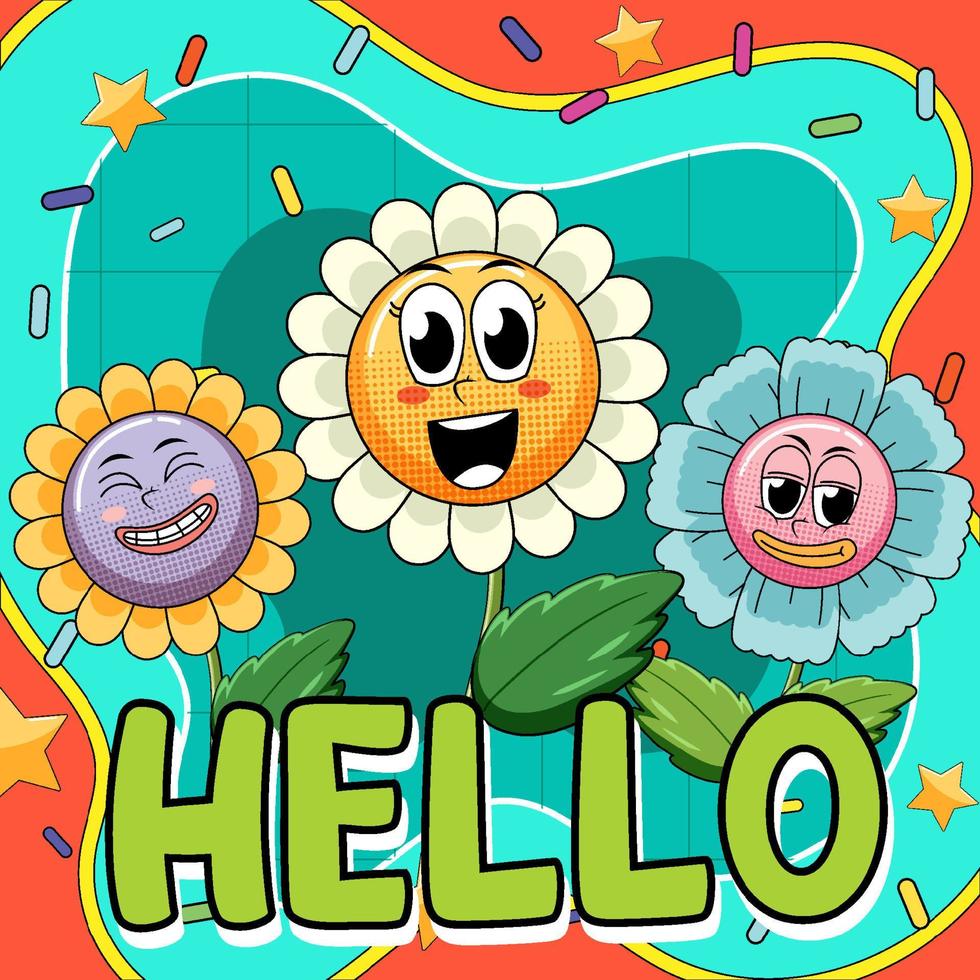 Flower word expression comic syle vector