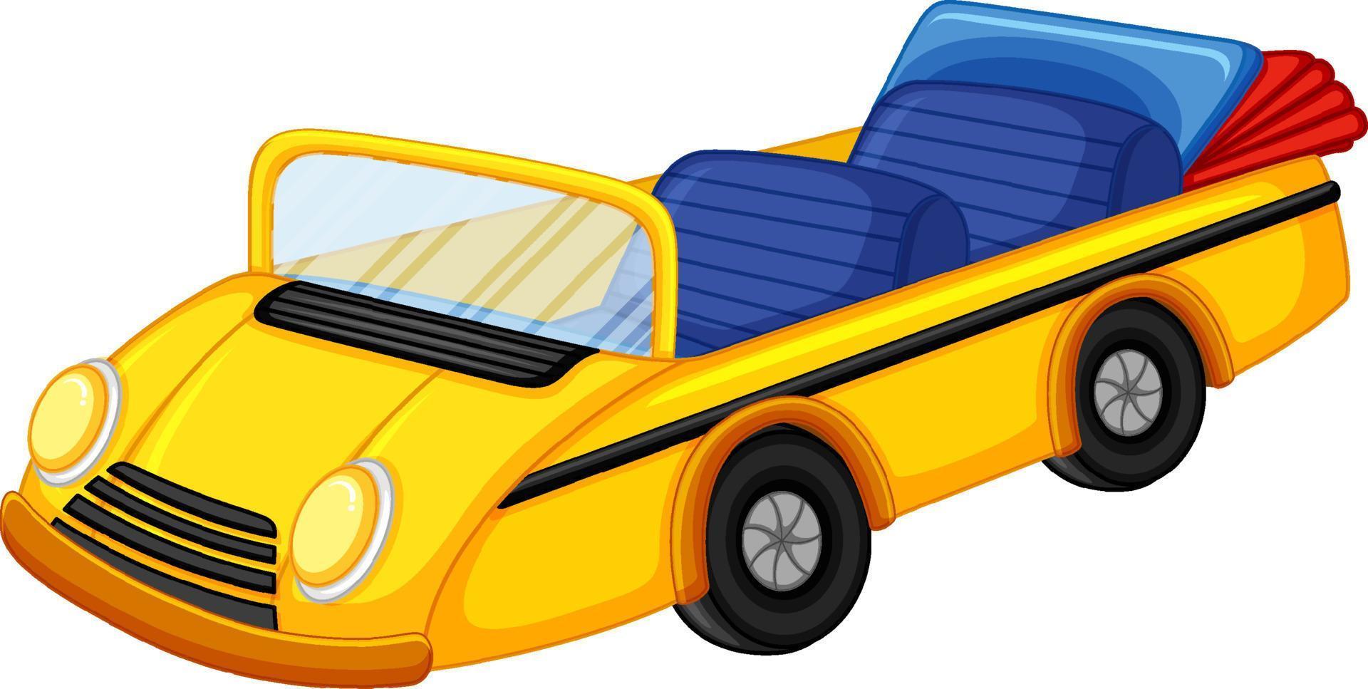 coche descapotable vintage amarillo en estilo de dibujos animados vector